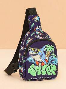 1PC Toddler Dinosaur And Shark Pattern Chest Bag, Adjustable Shoulder Strap One Shoulder Crossbody Bag, Lightweight Comfortable Casual Bag Suitable For Toddler School And Daily Wear - Multicolor - View 12