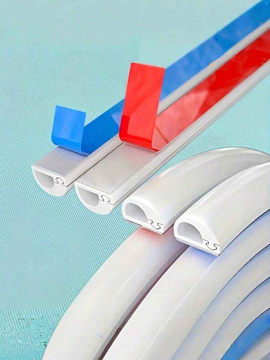 1件裝地板電纜保護條,橡膠柔性電纜護套,自黏式線槽,可用於隱藏電源延長線,防絆腳設計,適用於辦公室與居家使用 - 多色 - 查看 1