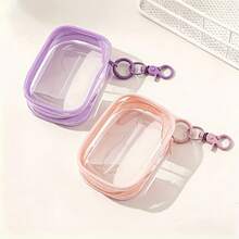 1pc Cute Candy-Colored Mini Storage Bag - Transparent PVC Zipper Pouch For Chargers, Data Cables, Earphones & Jewelry, Lightweight & Portable, Ideal For Travel & Daily Use - Multicolor - View 4