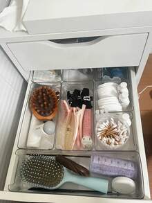 13件/11件/8件/6件/2件/1件組 透明塑膠抽屜收納盒，抽屜桌面化妝品收納盒，透明梳妝台收納盒，精緻收納盒，辦公桌抽屜分隔收納盒與收納盒 - 無色 - 查看 4
