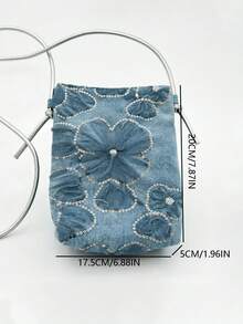 女款小眾設計串珠刺繡水桶包，2026新款輕量通勤斜挎手機包，適合日常出行與購物，百搭時尚 - 霧霾藍 - 查看 8