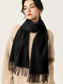 1pc Women's Small Size 30*180cm Solid Color Faux Cashmere Warm Versatile Tassel Long Scarf, Minimalist Fashion Elegant Winter Cold-Proof Warm Soft Scarf Shawl, Suitable For Daily Outings, Cold Weather, Gatherings, Dates, Christmas Gift Use - Multicolor - View 7
