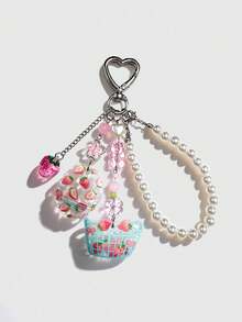 1pc Back To School Cute Bowknot & 5-Pointed Star Bead Decor Keychain Valentines - B - View 3