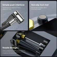 Kompresor Udara Portabel Carsun untuk Mengisi Ban - Dengan Desain Garis Serat Karbon, Pompa Udara untuk Ban Mobil, Lampu LED, 12V-DC, Cocok untuk Sepeda, Sepeda Motor, dll. - Tampilan digital berkabel - View 10