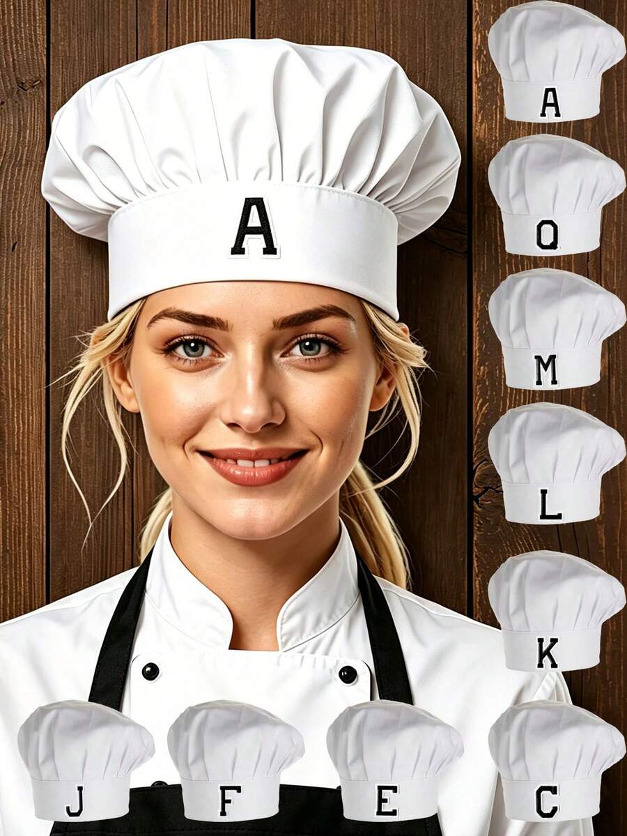 1件 A-Z 定製可調節彈性廚師帽，成人烘焙廚房烹飪帽 - 彩色 - 查看 1