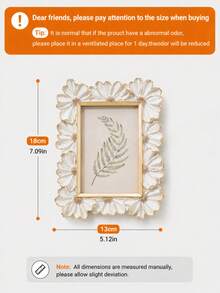 1pc White Resin Photo Frame With Gold Border, 3D Daisy Decor Square Desktop Display Frame, Horizontal Or Vertical Placement, Suitable For Home Decor And Photography Props, Floral Photo Frame, Mother's Day Gift, Graduation Gift, Wedding Table Decoration, Spring Home Decor - Multicolor - View 7