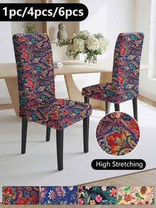 1pc/4pcs/6pcs/10pcs Elastic Soft Parsons Dining Chair Covers, Removable And Washable Universal Fit For Kitchen And Dining Room Chairs, Spring/Summer Green Leaf Print, Furniture Protection And Home Decor, Create Festive Atmosphere For Dining Room, Living Room And Kitchen Chairs - Multicolor - View 1