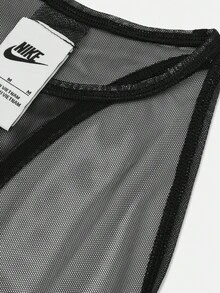 Nike Sportswear Women's Fitted Sheer Tank Top With Racerback Design, Elastic Sheer Breathable Tank Top IU2648-010 - Hitam - View 5
