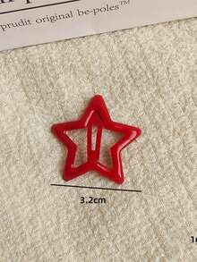 100pcs/60pcs Solid Color Star-Shaped Hair Clips, Women's Red White Green Hollow Star Hair Clips, Y2K Shiny Non-Slip Strong Grip Hair Accessories That Won't Damage Hair - Multicolor - Red, White and Green - View 2