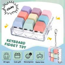 Juguete Fidget Teclado Tapa de Tecla Llavero, Juguete Fidget de Botón, Regalo Anti-Estrés para Pasar el Tiempo para Adultos, Color de Tapa de Tecla Aleatorio - Multicolor - Ver 3