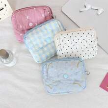 1 pieza Bolsa de almacenamiento de cámara CCD acolchada de espuma, bolsa de maquillaje mini con diseño de dibujos animados dulce y lindo, bolsa para lápiz labial, bolsa para auriculares Bluetooth, organizador de cables de auriculares, bolsa de almacenamiento miscelánea, monedero con patrón de lazo bordado, estuche protector de cámara mini, monedero con diseño abatible, tarjetero de gran capacidad, bolsa para lápiz labial con diseño a cuadros lindo, tarjetero negro de moda, bolsa de almacenamiento de cámara - Multicolor - Ver 3