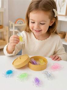 Juguete antiestrés de gelatina transparente y brillante con forma de cangrejo/langosta, estilo marisco, con estuche de vaporera tejida a juego, adorno de mesa con temática marina caprichosa, regalo atento para fiestas y vuelta al cole para coleccionistas de juguetes squishy. - Multicolor - Ver 5