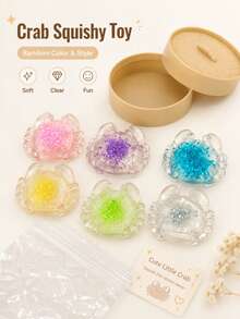 Juguete antiestrés de gelatina transparente y brillante con forma de cangrejo/langosta, estilo marisco, con estuche de vaporera tejida a juego, adorno de mesa con temática marina caprichosa, regalo atento para fiestas y vuelta al cole para coleccionistas de juguetes squishy. - Multicolor - Ver 6