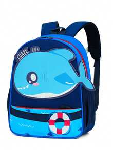 Nueva mochila estilo Academia de Tiburón, linda, ligera y de gran capacidad - Azul Marino - Ver 2
