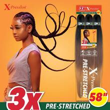 Sensationnel X-Pression Prestretched Braiding Hair - 3x Braid 58 Inch All Kanekalon Flame Retardant Synthetic Braid For Box Braids And Twists (1 Pack, 1B OFFBLACK) - ColorC - View 3