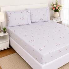 Double Sheet Set With Elastic, 3 Pieces, 100% Cotton, Pillowcase With Stick Stitch Detail, Printed Bed Linens - Hoa đẹp - Xem 1
