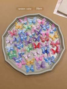 20pcs Random Color Butterfly Hair Clips, Sweet Style Hair Accessories Suitable For Daily Wear - Multicolor - View 6
