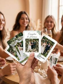 Customized Wedding Photo Card Commemorative Box Set, Floral Rose Personalized Couple Name Wedding Commemorative Card, Customized Text Date Wedding Photo Commemorative Box. - Multicolor - View 4