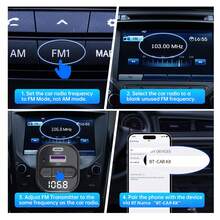 藍牙汽車適配器，附 Type-C 充電線 PD 30W 車充與 USB 接口，車用 BT 5.3 FM 發射器，無線 FM 收音機發射器，支援 MP3 播放、免持通話、LED 背光、U 盤 - C52 - 查看 5