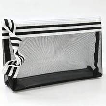 Mesh Large Zipper Pencil Case, Minimalist Pencil Pouch, Storage Pencil And Makeup Bag - Black Minimalist Style - View 4