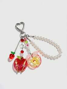 1pc Back To School Cute Bowknot & 5-Pointed Star Bead Decor Keychain Valentines - A - View 2