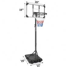 Portable Basketball Goal System With Stable Base And Wheels, Use For Indoor Outdoor Teenagers Youth Height Adjustable 5.6 To 7ft Basketball Hoop 28 Inch Backboard - Transparent + Iron - View 8