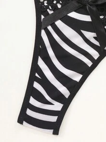 Mystèrelle 4PCS Women's Sexy Leopard Print Panties, Comfortable Hollow Out Breathable Triangle Panties, Zebra Print Thong T-Back - Multicolor - View 11