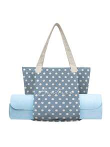 Customized Canvas Yoga Mat Tote Bag, Yoga Mat Storage Bag, Personalized Gym Backpack, Pilates Studio Bag - Baby Blue - View 8