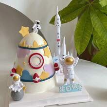 3pcs Exquisite Astronaut Decorative Figurines, ABS Material, Outdoor Garden Home Living Room Desktop Decoration, Birthday Cake Party Decoration Accessories - Star - View 6