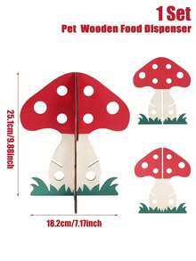 1 Set Mushroom-Shaped Wooden Pet Food Dispenser, Suitable For Rabbit/Guinea Pig/Hamster/Cat Pet Feeder, Small Pet Decorative Feeding Device, Interactive Feeding Station, Vegetable/Hay/Leaf Feeding Rack, Detachable Vegetable Rack, Small Animal Feeding Supplies, Perfect Gift For Pet Owners - D - View 10