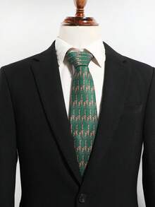 1PC Men's Casual Dog/Giraffe Pattern Hand-Tied Tie, Suitable For Business Daily Commute Matching - Multicolor - View 5