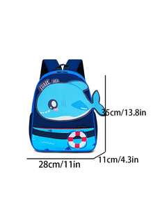 Nueva mochila estilo Academia de Tiburón, linda, ligera y de gran capacidad - Azul Marino - Ver 3