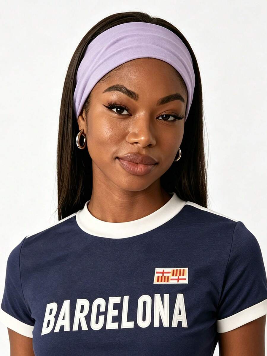 1pc Women's Fashion Sports Headband, Minimalist Style, Suitable For Daily Wear, Suitable For Yoga And Sports, Suitable As A Gift For Sisters - 紫色 - 查看 1