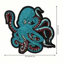 藍色章魚刺繡補丁，適用於背包、褲子和衣物，趣味風格，有趣的裝備增強，衣物補丁，創意設計 - 章魚 - 查看 6