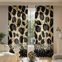 2pcs Leopard Print Curtains - Animal Print Semi-Sheer Curtains With Rod Pocket Design, Modern Wild Style Bedroom Living Room All-Season Home Decor - Easy To Clean Fabric (Suitable For Halloween And Christmas Decoration) - Contemporary Wildlife Theme, Bedroom Living Room Home Decor Window Curtain Panels - Multicolor 3 - View 7