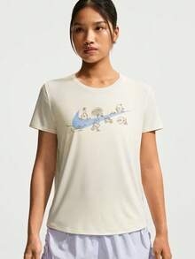 Nike Kaos Rajut Lengan Pendek Tanpa Kerah Wanita AS W NK ONE CLSSC DF SS TIW1389-133 - Krem - View 1