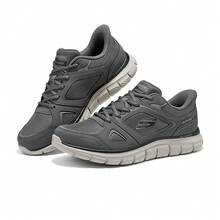 Skechers Lightweight Breathable Mesh Lace-Up Low-Top Walking Shoes For Men, Versatile Casual Sneakers For Daily Commute - Dark Gray - View 2