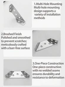 4pcs Stainless Steel Multi-Function Corner Brackets, Thickened Stainless Steel 3-Sided Corner Brackets, Used For Fixing 90 Degree Right Angle Brackets Connector, Furniture Corner Brackets, Trapezoidal Corner Brackets For Cabinets - Triangular Corner Bracket - View 9