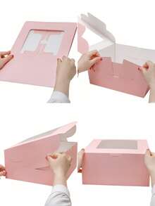 5 Pieces Or 10 Pieces Square Bread Boxes With Windows, Suitable For , Pastries, Chocolates, Cookies, Parties, Birthday Parties, Weddings, And Christmas. - View 3