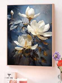 1組數位油畫套裝，DIY禮品畫布油畫套裝，木蘭花油畫套裝，DIY成人手繪，適用於禮品與居家牆面裝飾 - A - 查看 3