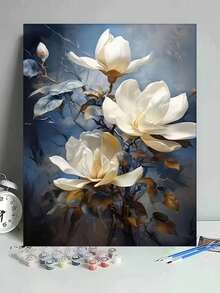 1組數位油畫套裝，DIY禮品畫布油畫套裝，木蘭花油畫套裝，DIY成人手繪，適用於禮品與居家牆面裝飾 - A - 查看 7