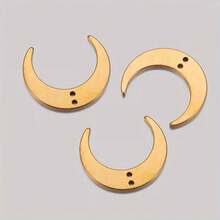 5Pcs Stainless Steel Double Hole Moon Pendant Suitable For DIY Handmade Tassel Earrings And Jewelry Charms - Pendants - View 5
