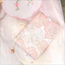 精緻刺繡花卉書套，適用於平裝書 | 水彩花卉圖案可水洗柔軟布料 A5 書套，適用於 8.6 X 5.5 英吋書籍 | 可調節保護套，適用於筆記本與精裝聖經 - 書套 - 查看 8
