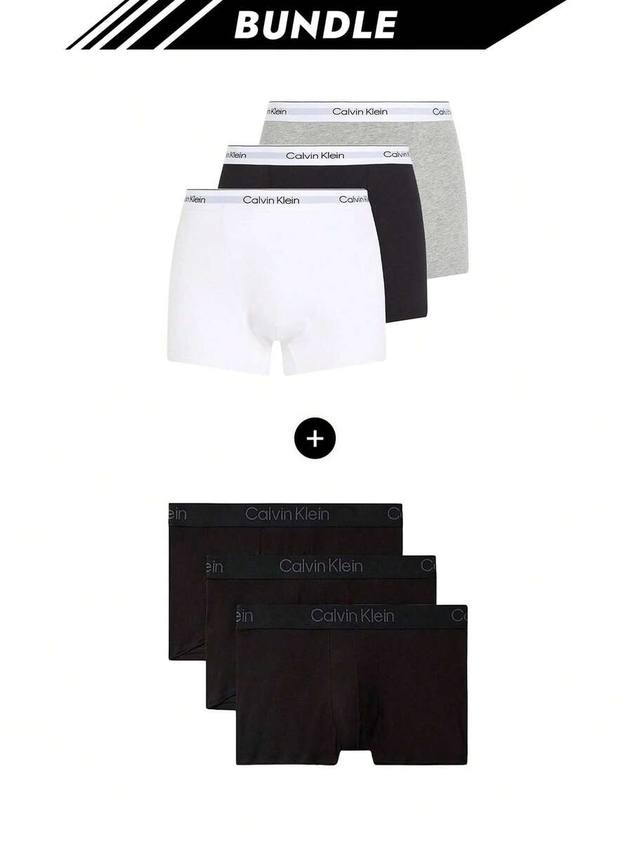 Calvin Klein [Bundle] Top Selling 3 Packs Boxers + Bikini Boxer Slim 3PK - Grey/ White/ Black+Black - View 1