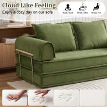 AMICLIBER 79" Futon Sofa Bed, Convertible Sofa Bed With Fixed-Shape Frame, 5-In-1 Cloud Boneless Couch With Corduroy Cover, Compressed Sleeper Sofa Bed In A Box, Boneless Loveseat Daybed For Living Room - Green - View 11
