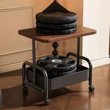 Rolling Cart With Wooden Tabletop, 2/3 Tier Metal Utility Cart, Rolling Storage Organizer Cart With Lockable Wheels For Kitchen Storage, Office, Bedroom - Brown - View 6