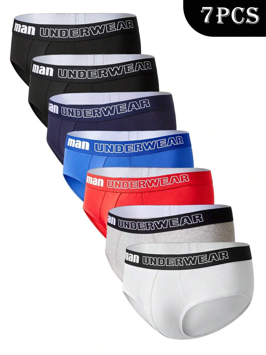 7pcs Cott Men's Boxer Briefs, Moisture-Wicking Breathable, Business Casual Style - Multicolor - View 1