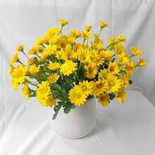 1/4pcs Artificial Daisy Flowers, Outdoor Decor, Autumn Decoration, Yellow Fake Daisy Flowers, Realistic Fake Chrysanthemums, Suitable For Porch, Garden, Yard, Home Decor, 13 Inches - Yellow - View 2