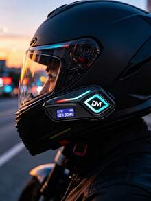 D&M Casco de motocicleta con auriculares Bluetooth, micrófono doble, radio FM, pantalla LCD, larga autonomía, llamadas sin contacto, conversación clara, reproducción de música. Auriculares de comunicación para cascos, ideales para motociclistas y ciclistas de terreno, compatibles con todos los tipos de cascos. - A - Ver 3