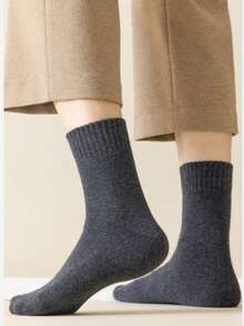 1/3/5/10/20 Pairs Women's Winter Ribbed Fleece Mid-Calf Socks, Thick Soft Fluffy Warm, Home Sleep Floor Socks, Daily Commute, Christmas Back To School Gift - Multicolor - View 11